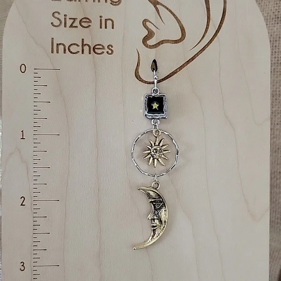 Celestial Two-Tone Drop Earrings, 925 wires - Picture 4 of 12